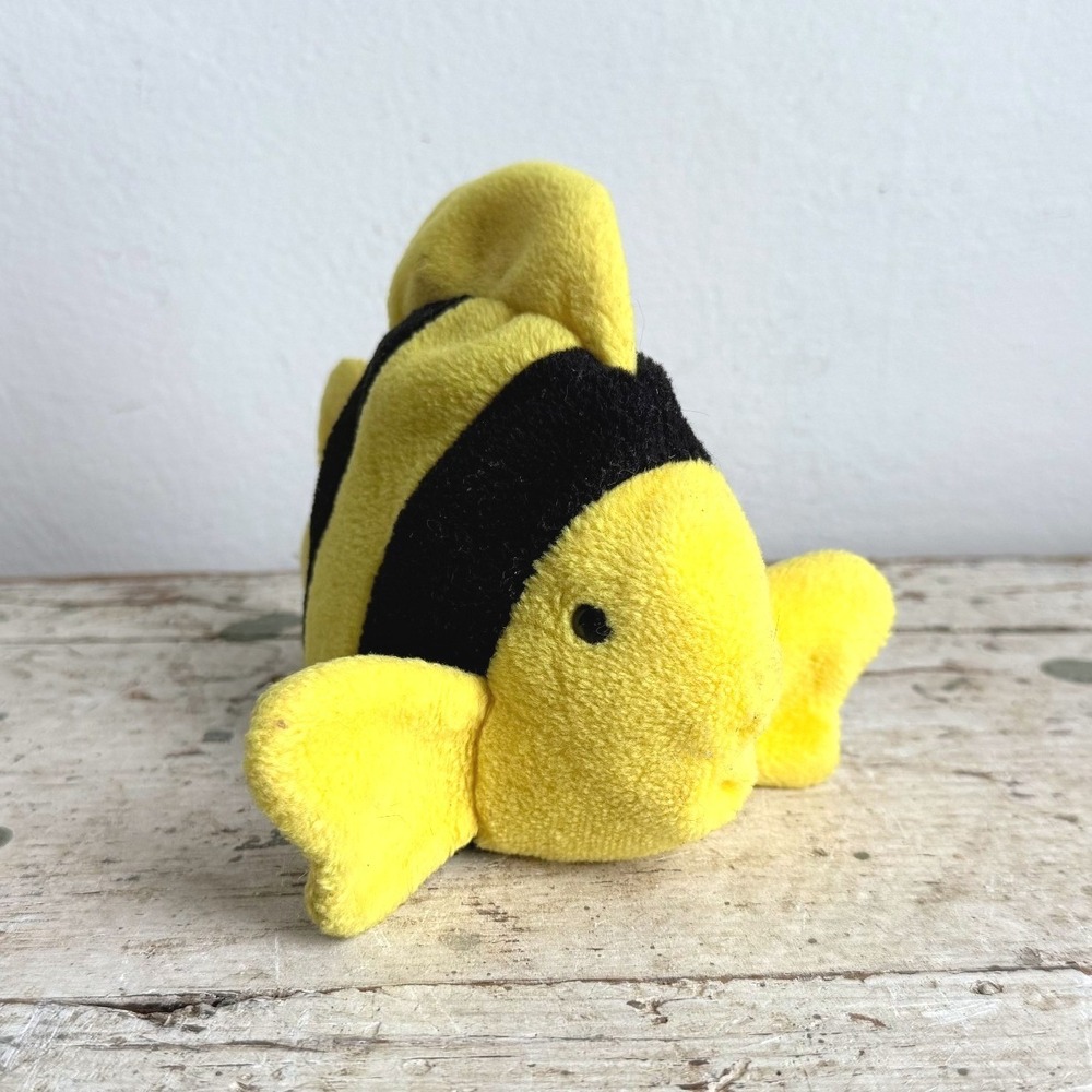 Ty Beanie Baby Bubbles the Fish Yellow Black Striped Plush Toy 1995